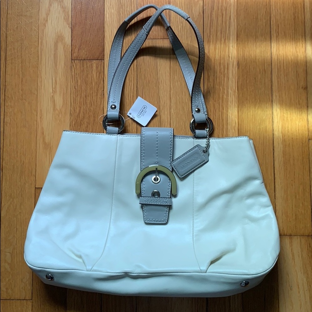 Brand New with Tags Coach white & grey purse